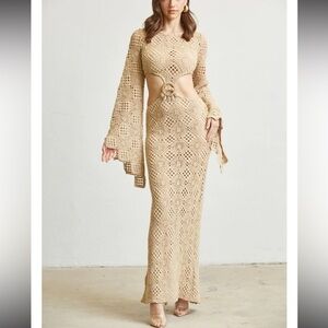 NWT Anthropologie BLITHE Crochet Cottogecore With Dramatic Trumpet Sleeve